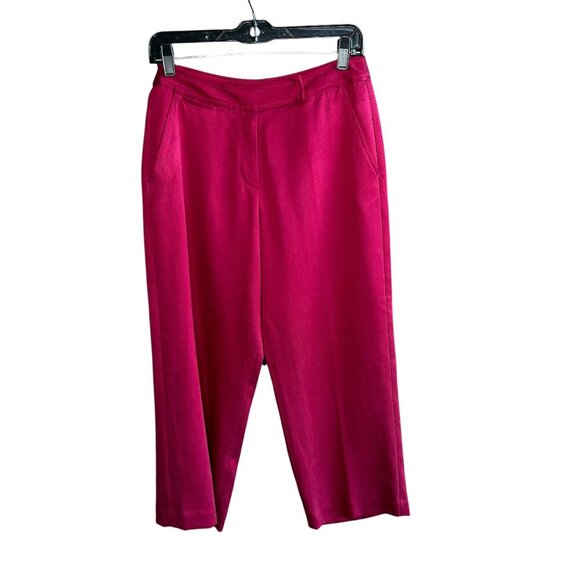 Tommy Bahama Silk Cotton Blend  Flat Front Red Raspberry Cropped  Pants Size 4 - Picture 1 of 7